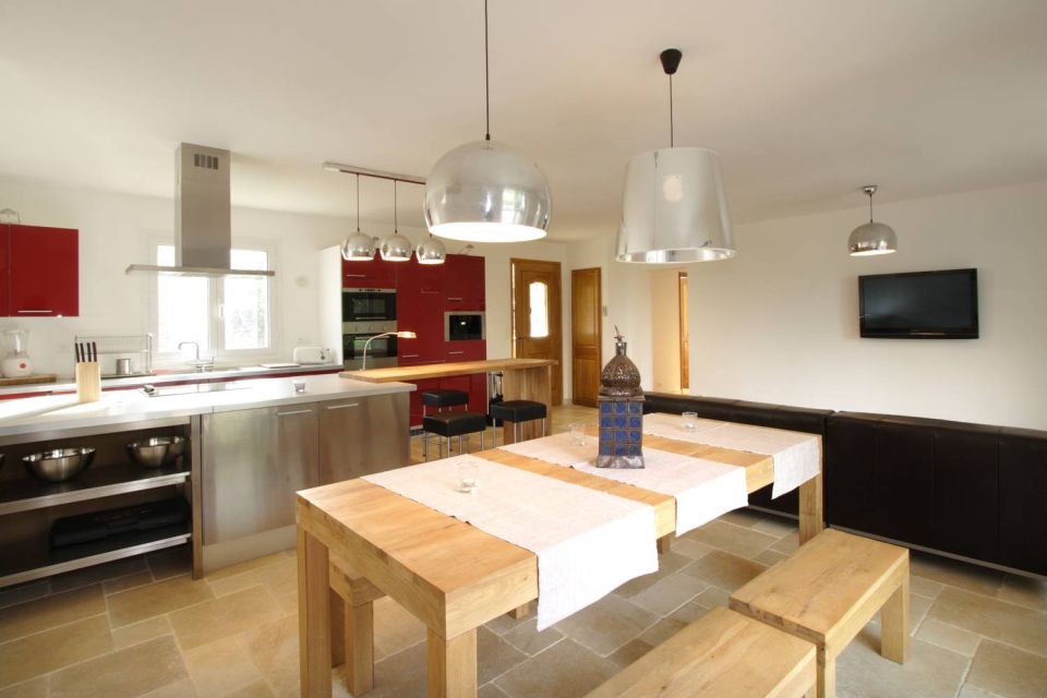 Intérieur villa moderne - salle de séjour - cuisine